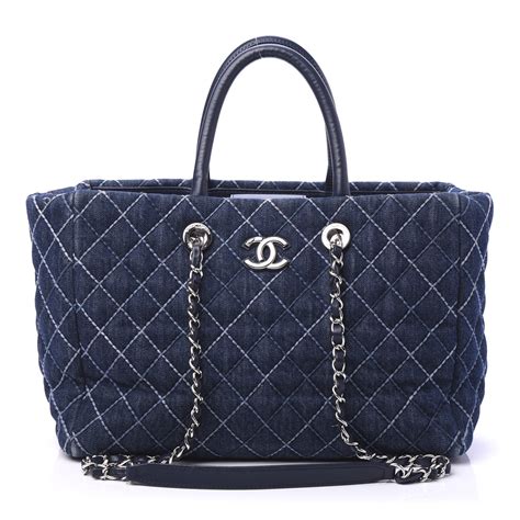 chanel shopper tote styling tips|Chanel denim shopping tote.